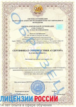 Образец сертификата соответствия аудитора №ST.RU.EXP.00006191-1 Лебедянь Сертификат ISO 50001